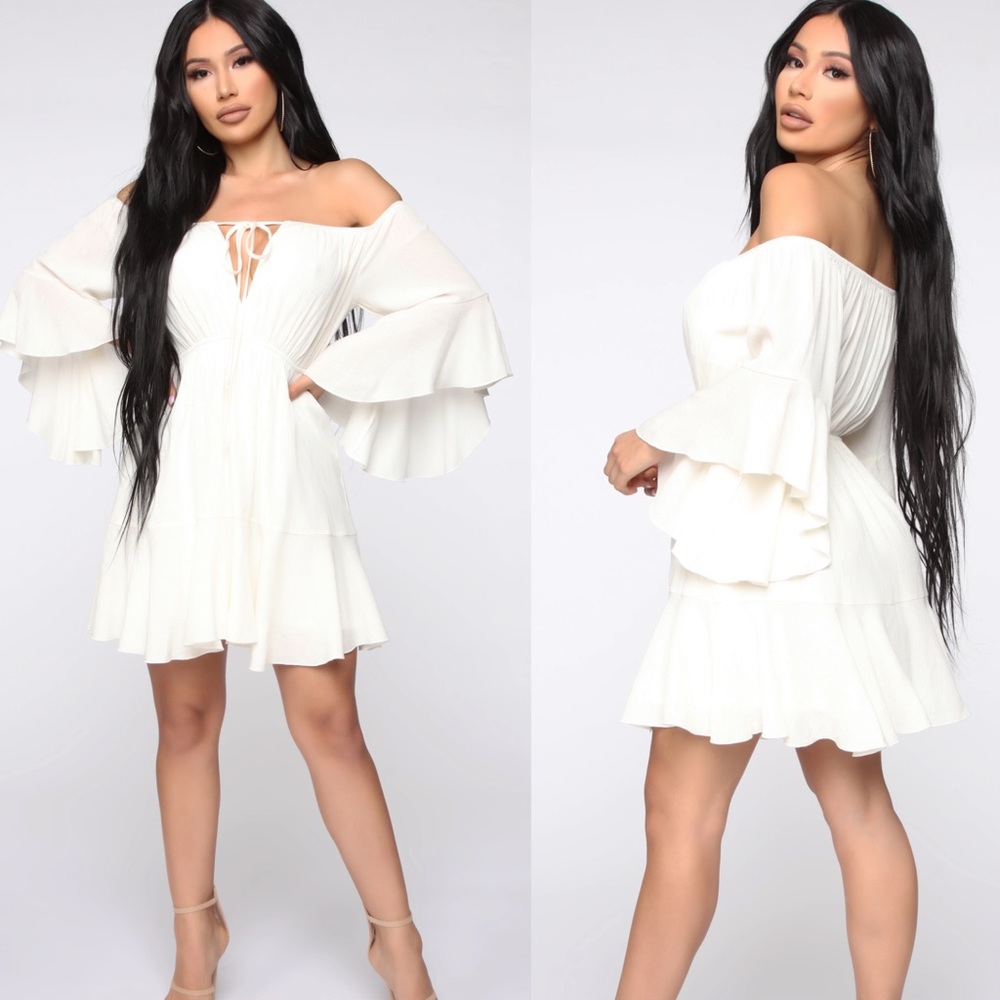 Ethereal state of mind offshoulder dress ivory XS